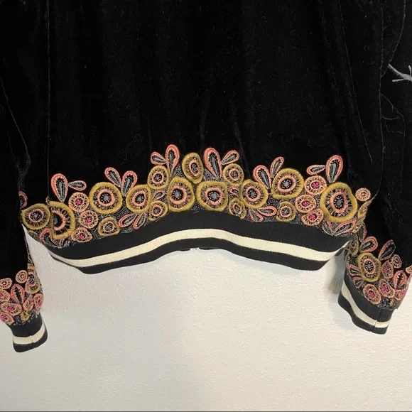 Anthropologie Black Floral Embroidered Jacket - Picture 8 of 13